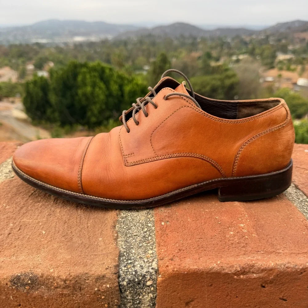 Cole Haan Harrison Grand Cap Toe Oxford Tan Leather Shoes C24120 Mens 10M